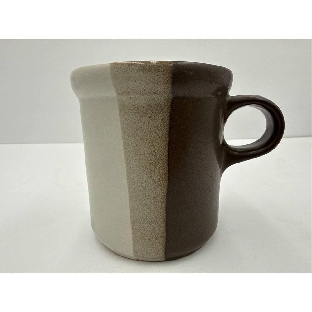 Vtg 70s McCoy USA Pottery Coffee‎ Mug Tricolor Sandstone Stoneware  Brown Beige